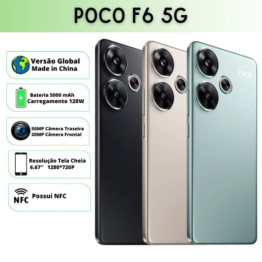 Celular Xiaomi POCO F6 5G | Câmera 50MP , Processador Qualcomm SM8635 Snapdragon 8s Gen 3 (4 nm),  Bateria 5000mah 120W