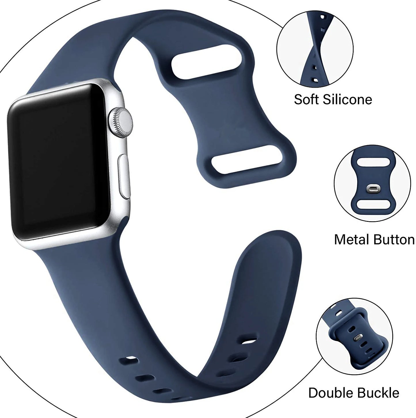 Silicone Strap For Apple Watch Band 40mm 41mm 44 mm 45mm 46mm 49mm 42mm 38mm Correa Bracelet iWatch series 6 ultra 2 7 8 9 se 10