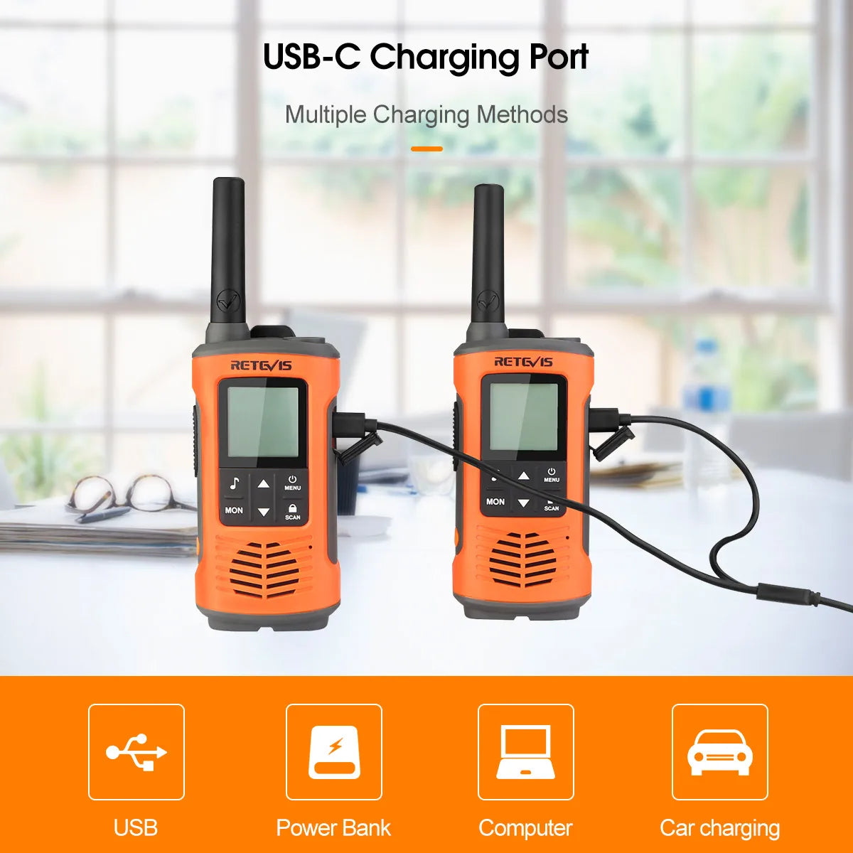 Retevis IP67 Waterproof Walkie Talkie 2 pcs Two-way Radio Receiver RT45 RT45P PMR446 for Motorola Rechargeable Walkie-Talkies