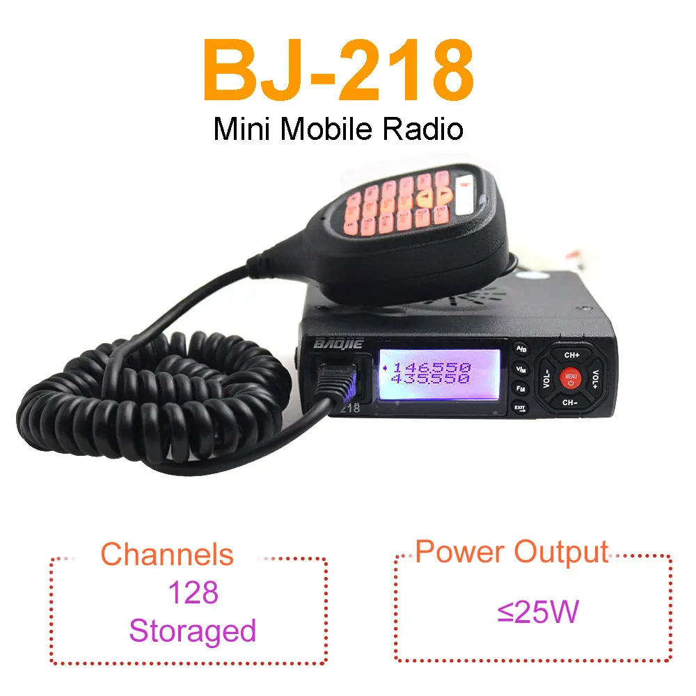 BAOJIE BJ-218 High Power 25W Mini Mobile Car Walkie Talkie UV Dual Band 136-174 & 400-470MHz FM Radio Shipping from Moscow