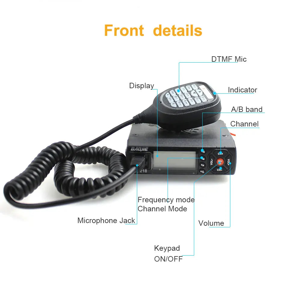 BAOJIE BJ-218 High Power 25W Mini Mobile Car Walkie Talkie UV Dual Band 136-174 & 400-470MHz FM Radio Shipping from Moscow