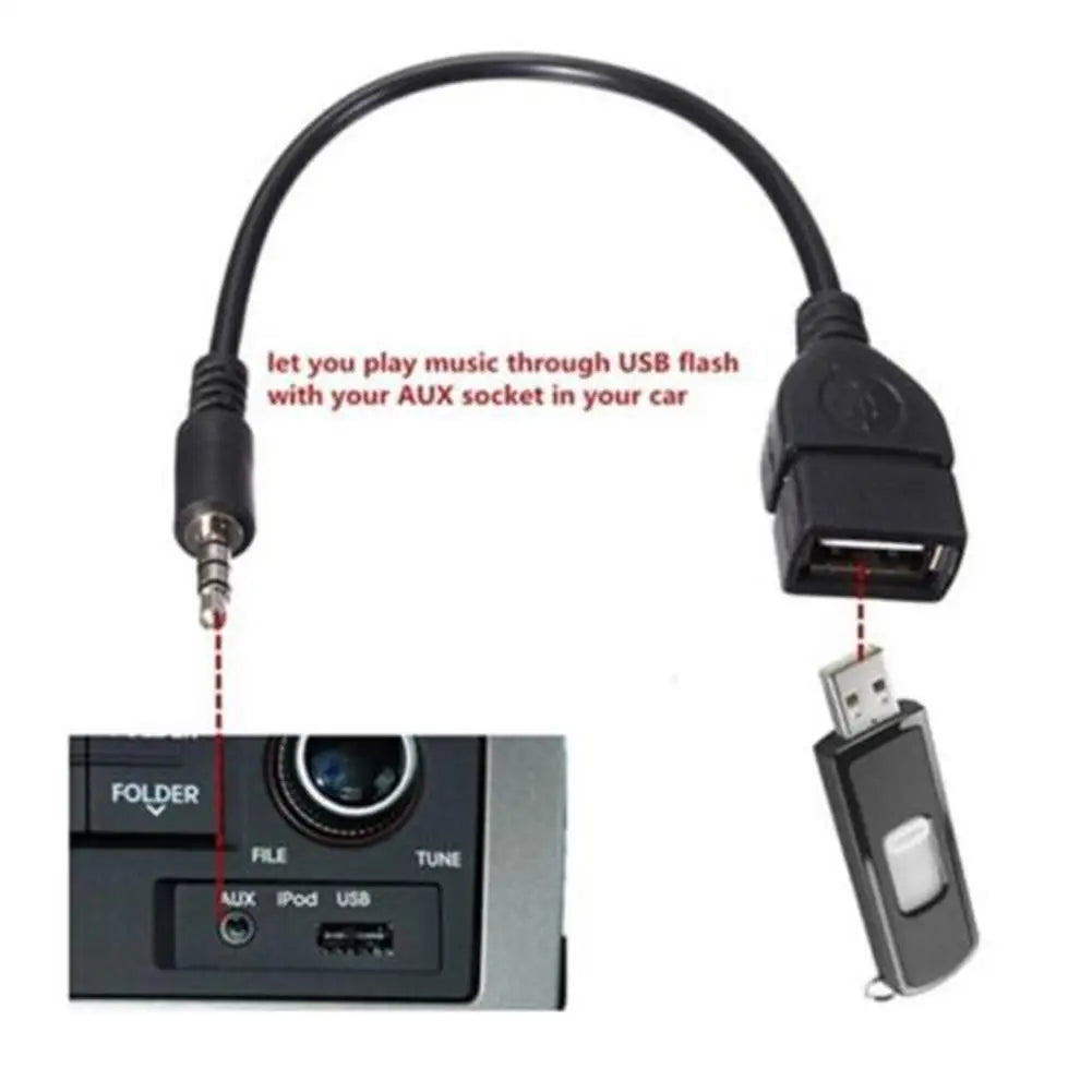 3.5mm Male To USB Female Cable 3.5mm Male Audio AUX Jack To USB 2.0 Type A Female OTG Converter Adapter Cable