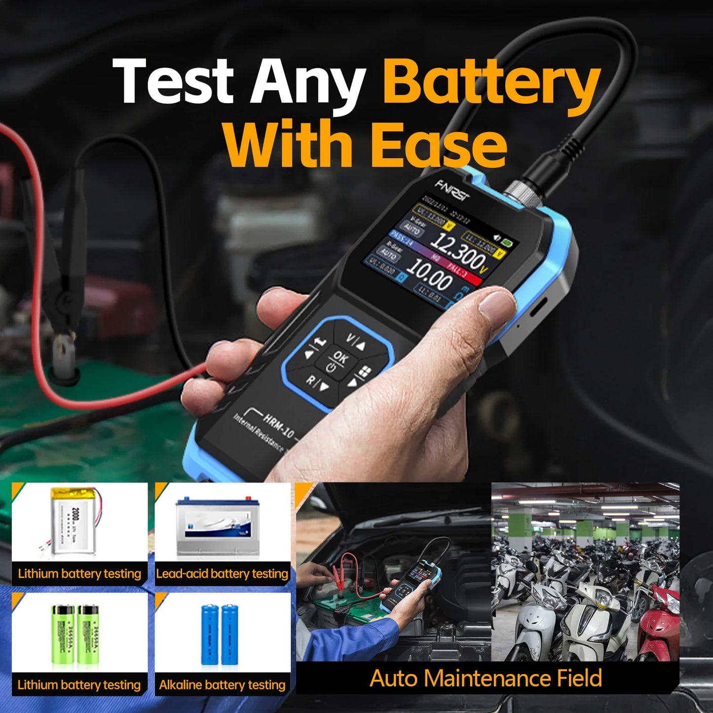 FNIRSI HRM-10 Battery Voltage Internal Resistance Tester 18650 High-precision AC Acid Lithium Lead Car Battery Capacitor Tester