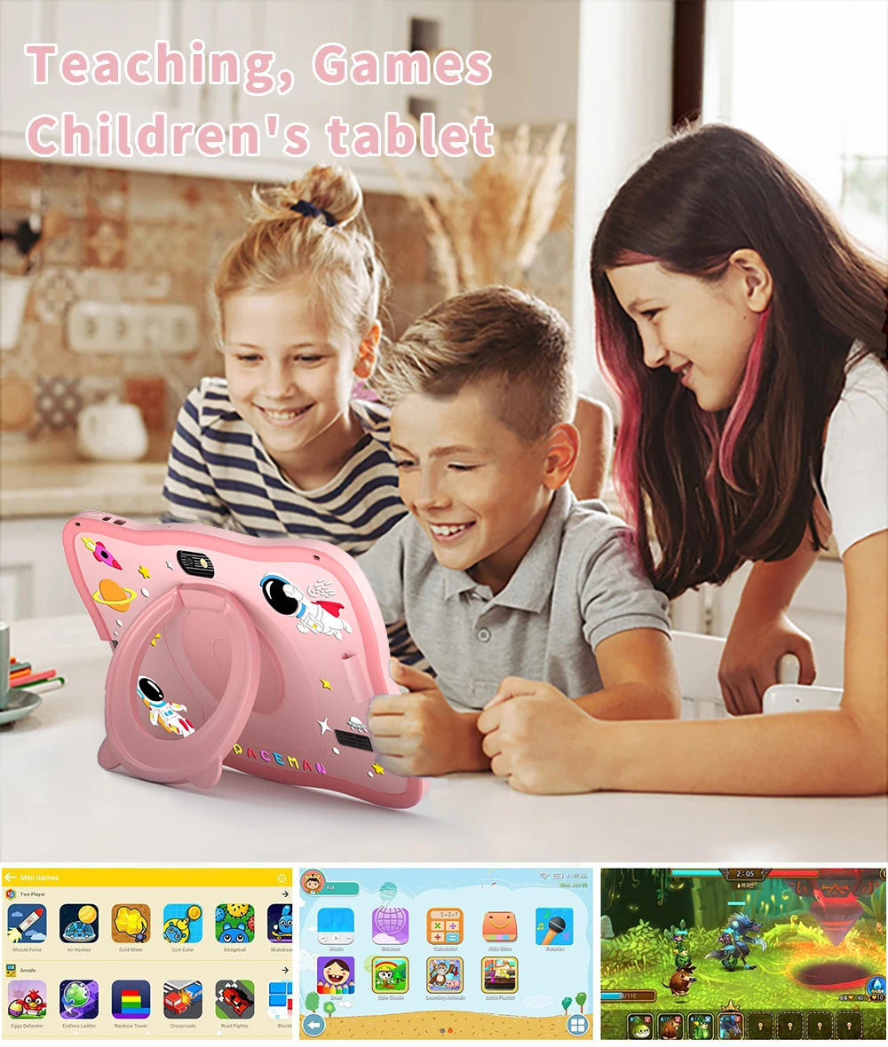 Sauenaneo Global New Original 7.0-inch Kids Tablet Android Children's Game Education Tablet 4GB RAM 64GB ROM 4000mAh Battery