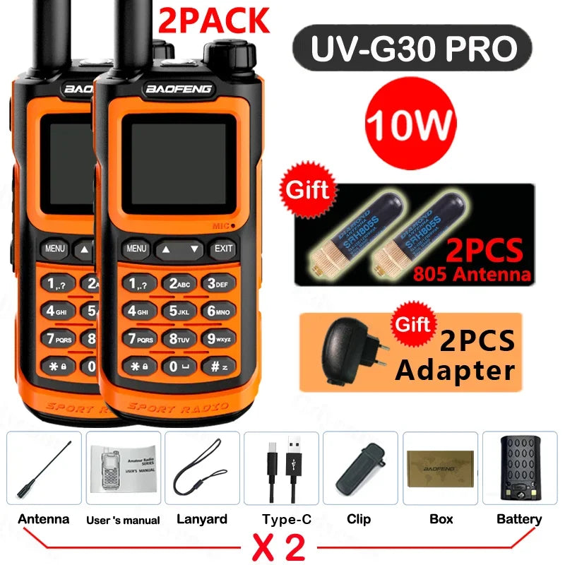 2PCS Baofeng UV G30 PRO Walkie Talkie UHF VHF 50KM Two Way Radio Hunting Upgraded Of UV9R 5R Pro UV10R UV16 Plus Max Distance