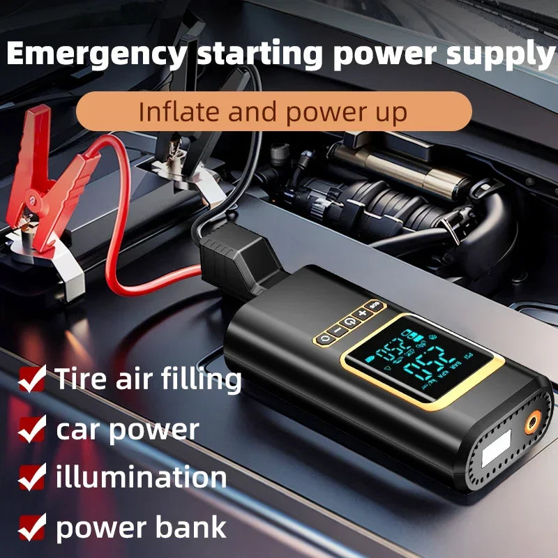 4 In 1 Car Jump Starter Multi-Function Air Compressor Power Bank 150psi Portable Charger Car Battery Starter For 12V Cars