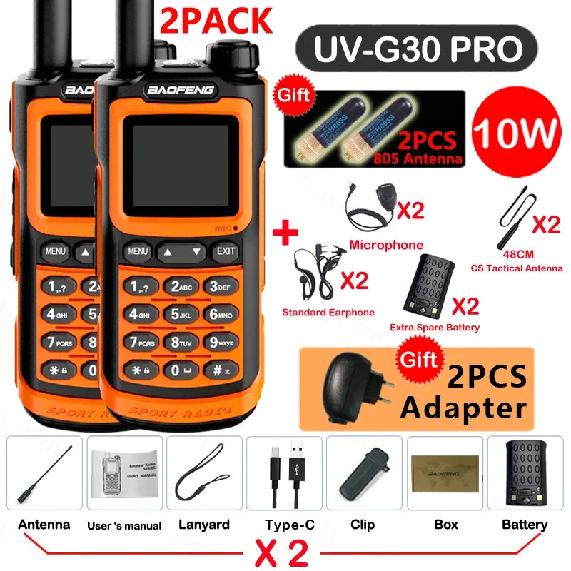 2PCS Baofeng UV G30 PRO Walkie Talkie UHF VHF 50KM Two Way Radio Hunting Upgraded Of UV9R 5R Pro UV10R UV16 Plus Max Distance