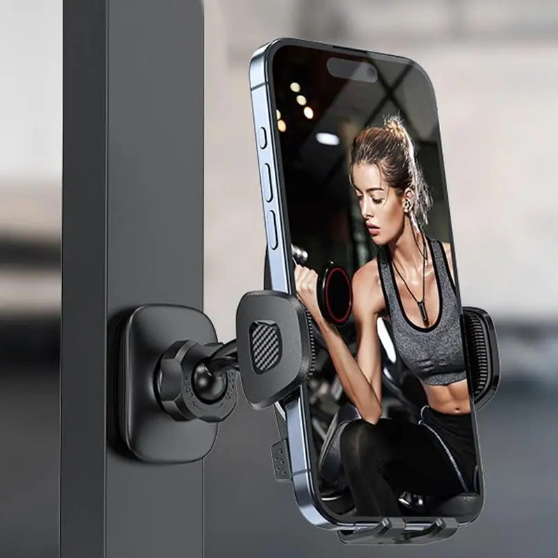 Gym Magnetic Phone Holder 360 Adjustable Stand For Cell Phone Compatible With 4-7" Smartphones Alloy Base And Joint