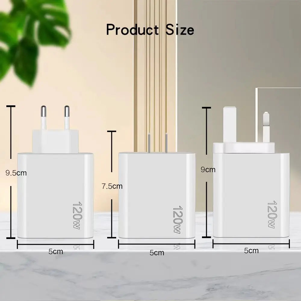 120W PD Charger 5 Ports USB Fast Charge PD QC3.0 USB C Phone Charger Type C Adapter For iphone Samsung Huawei Xiaomi tablet