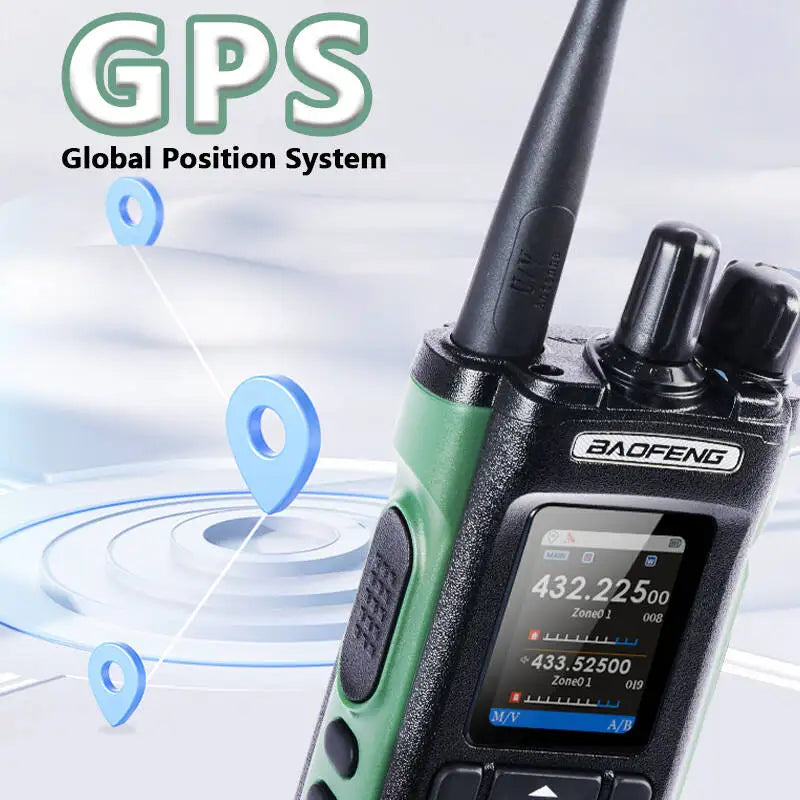 Baofeng Walkie Talkie UV-32 GPS 10W Bluetooth APP Programming Multi Band Fast Copy Frequency NOAA USB-C Long Range Two Way Radio