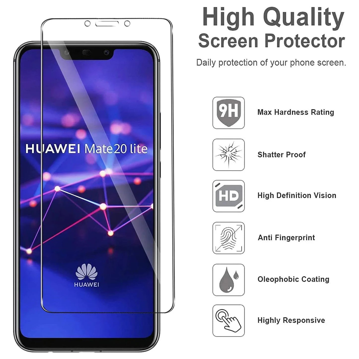 9H Screen Protector Glass For Huawei Mate 20 Lite 2/4Pcs HD Tempered Glass Film