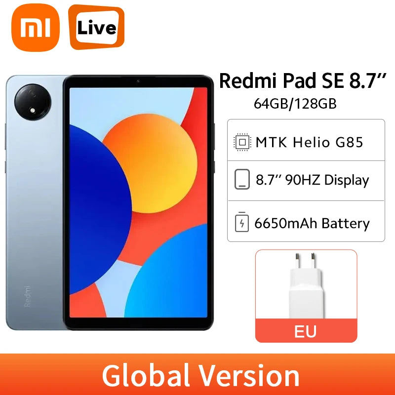 Xiaomi Redmi Pad SE 8.7 Mi Tablet Global Version MTK Helio G85 Octa-core 8.7" 90HZ Display 64GB 128GB Dual-band 6650mAh Battery