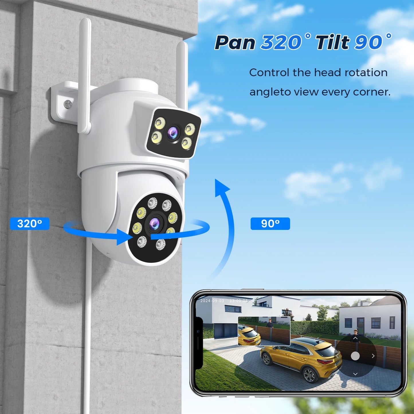 10MP 5K PTZ WiFi IP Camera Security Protection Dual Lens Screen Color Night Vision Auto Track CCTV Surveillance Camera O-KAM Pro