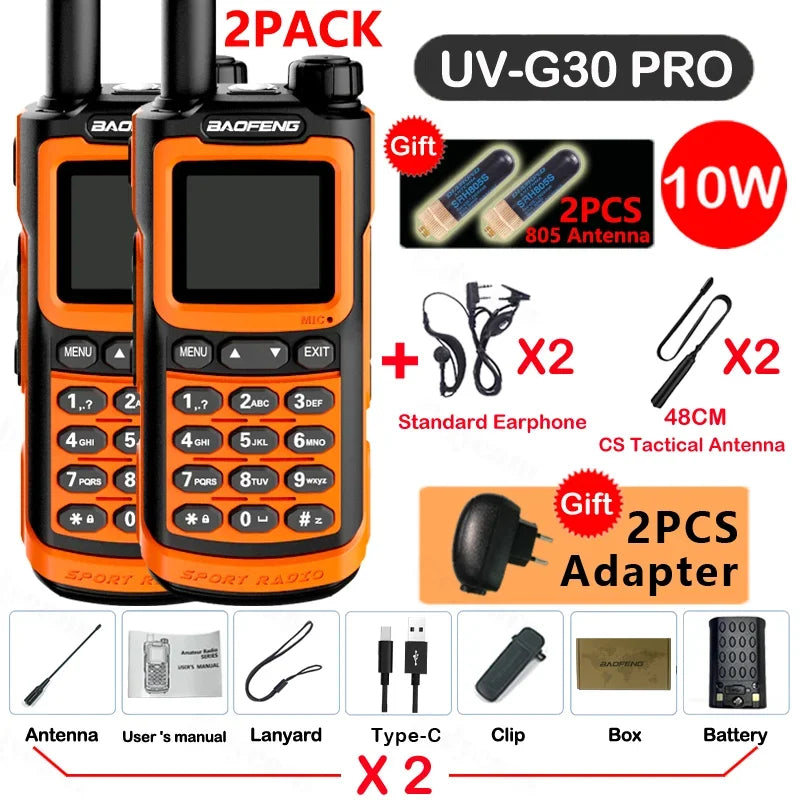 2PCS Baofeng UV G30 PRO Walkie Talkie UHF VHF 50KM Two Way Radio Hunting Upgraded Of UV9R 5R Pro UV10R UV16 Plus Max Distance