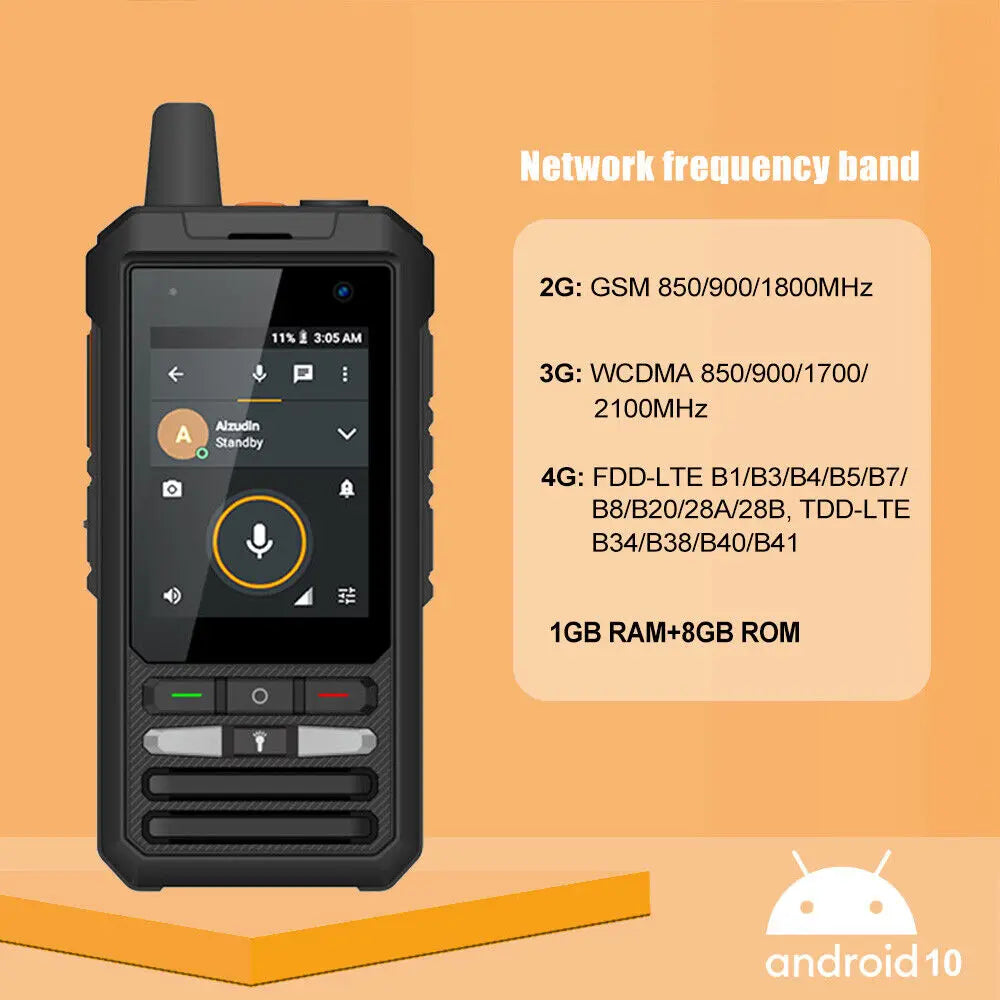 Anysecu W8pro 4G Network Radio Zello Android 10 WIFI Mobile Phone Realptt Zello  2.4 inch  5300 mAh  Global Call Walkie Talkie