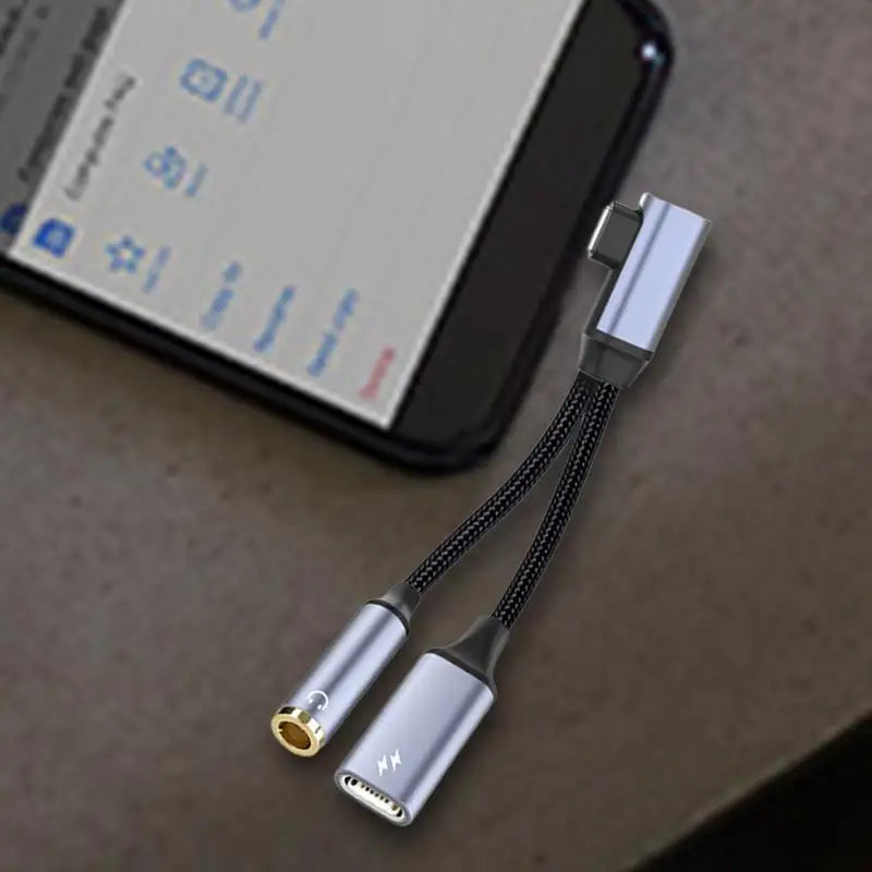 OTG 2 IN 1 USB C Splitter to Dual Type USB C Headphone Jack Audio Adapter PD Fast Charger for Samsung HuaweiiPhoneXiaomi