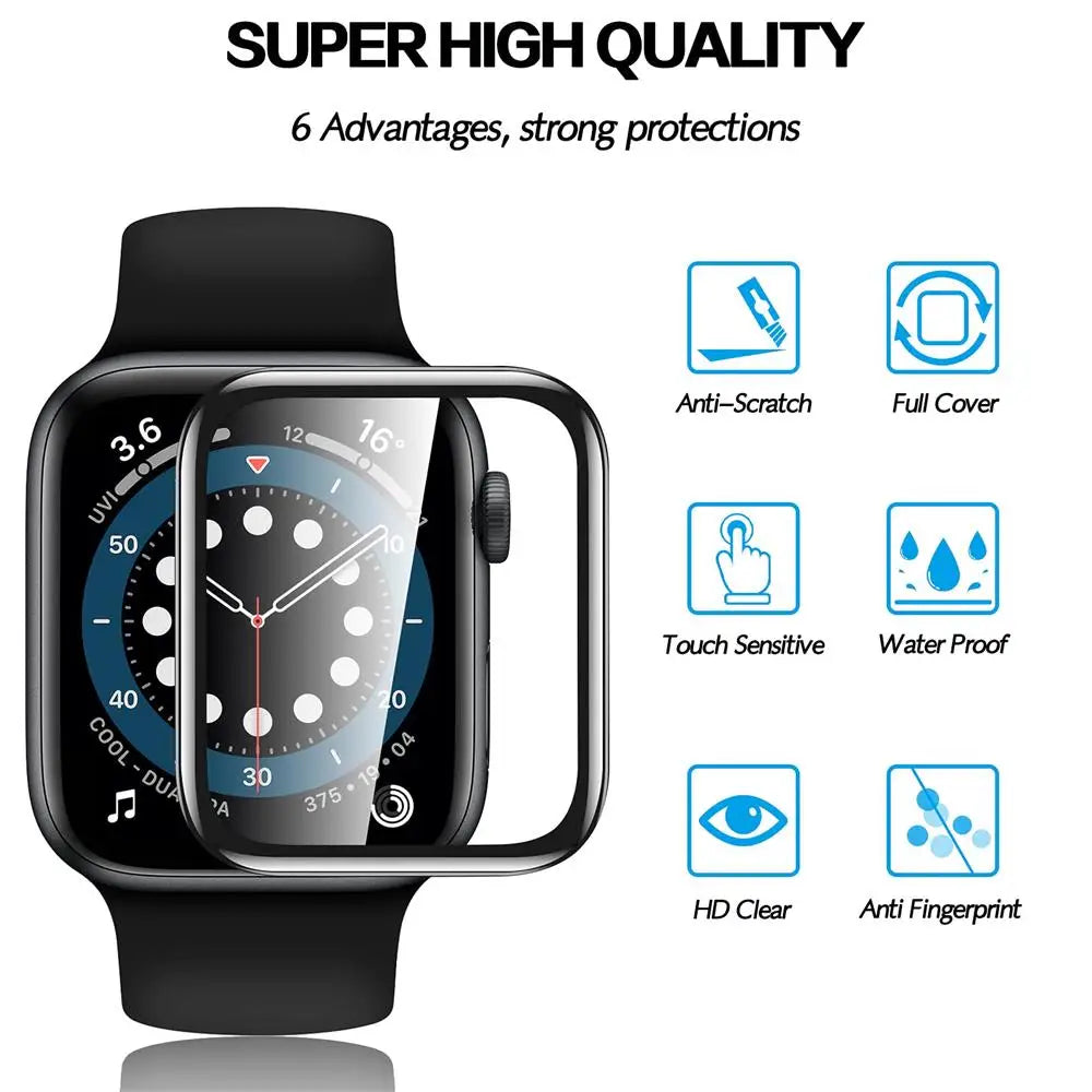 Screen Protector For Apple Watch series 9 45mm 41mm 8 7 Accessories Soft Glass 9D HD Full Film iWatch 6 3 se 44mm 40mm 42mm 38mm