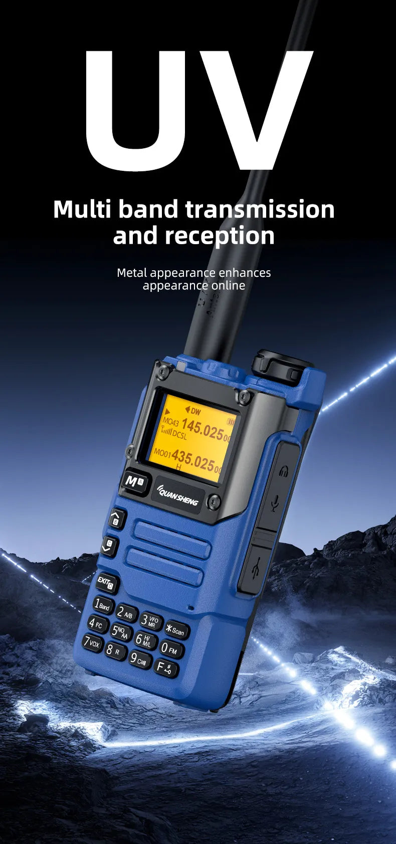 Quansheng UV-K6 Walkie Talkie 5W Air Band Radio Tyep C Charge UHF VHF DTMF FM Scrambler NOAA Wireless Frequency Two Way CB Radio