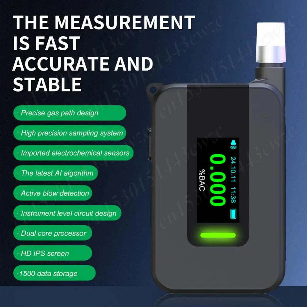 D1000 Professional Electrochemical Alcohol Tester Voice Report Non-Contacting Electronic Breathalyzer Portable Alcohol Meter