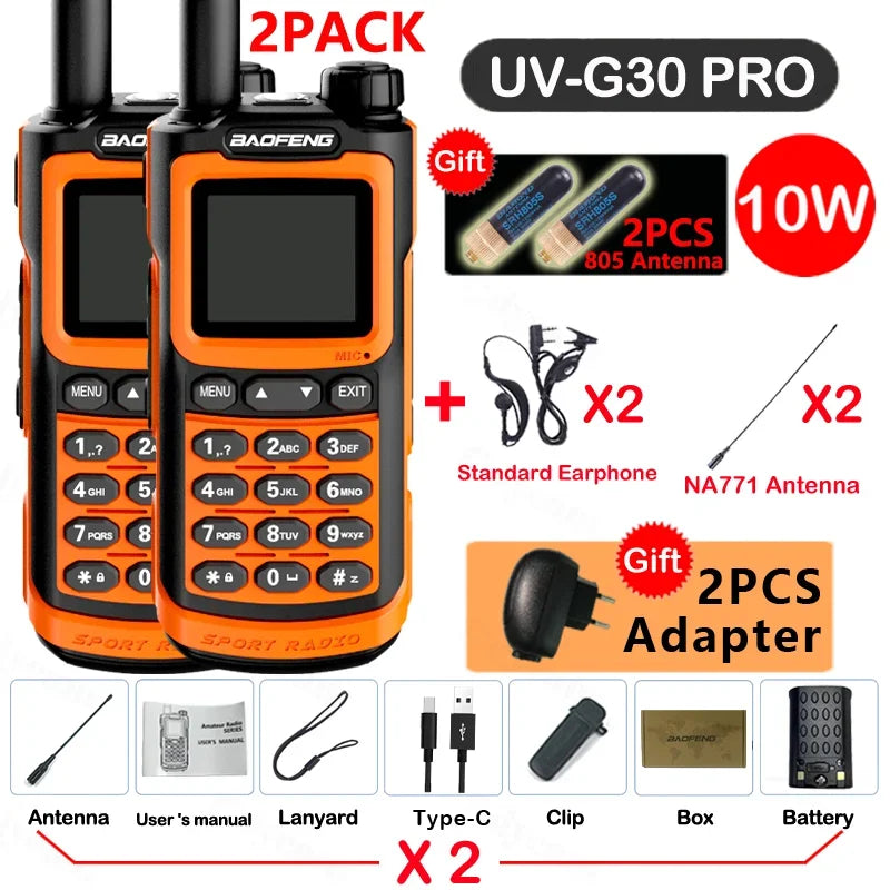 2PCS Baofeng UV G30 PRO Walkie Talkie UHF VHF 50KM Two Way Radio Hunting Upgraded Of UV9R 5R Pro UV10R UV16 Plus Max Distance