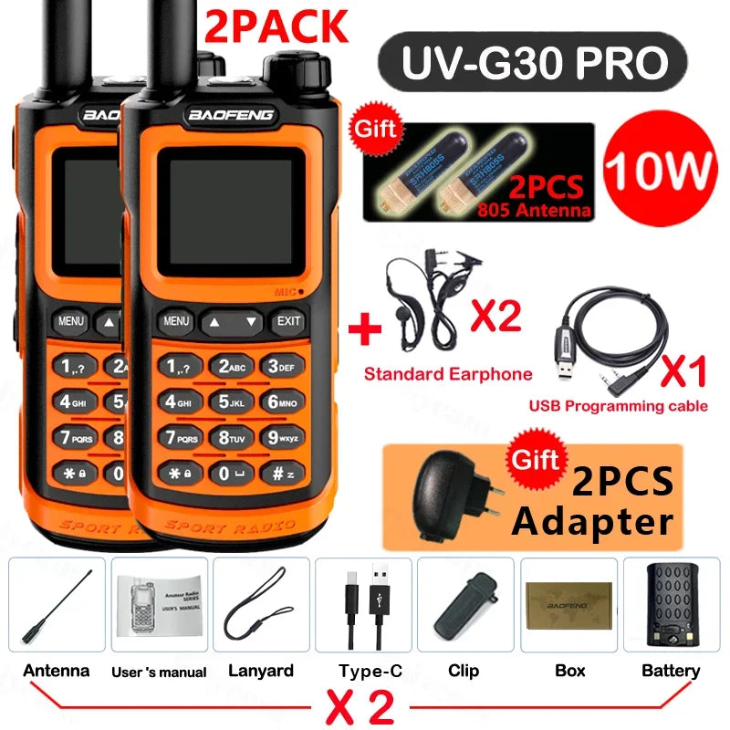 2PCS Baofeng UV G30 PRO Walkie Talkie UHF VHF 50KM Two Way Radio Hunting Upgraded Of UV9R 5R Pro UV10R UV16 Plus Max Distance