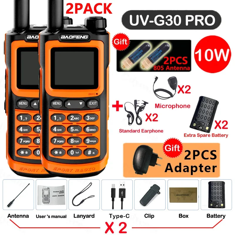 2PCS Baofeng UV G30 PRO Walkie Talkie UHF VHF 50KM Two Way Radio Hunting Upgraded Of UV9R 5R Pro UV10R UV16 Plus Max Distance