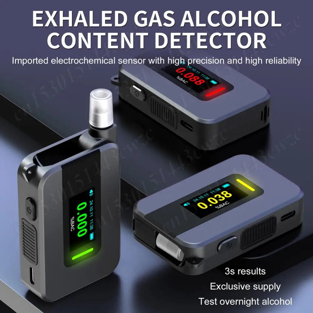 D1000 Professional Electrochemical Alcohol Tester Voice Report Non-Contacting Electronic Breathalyzer Portable Alcohol Meter