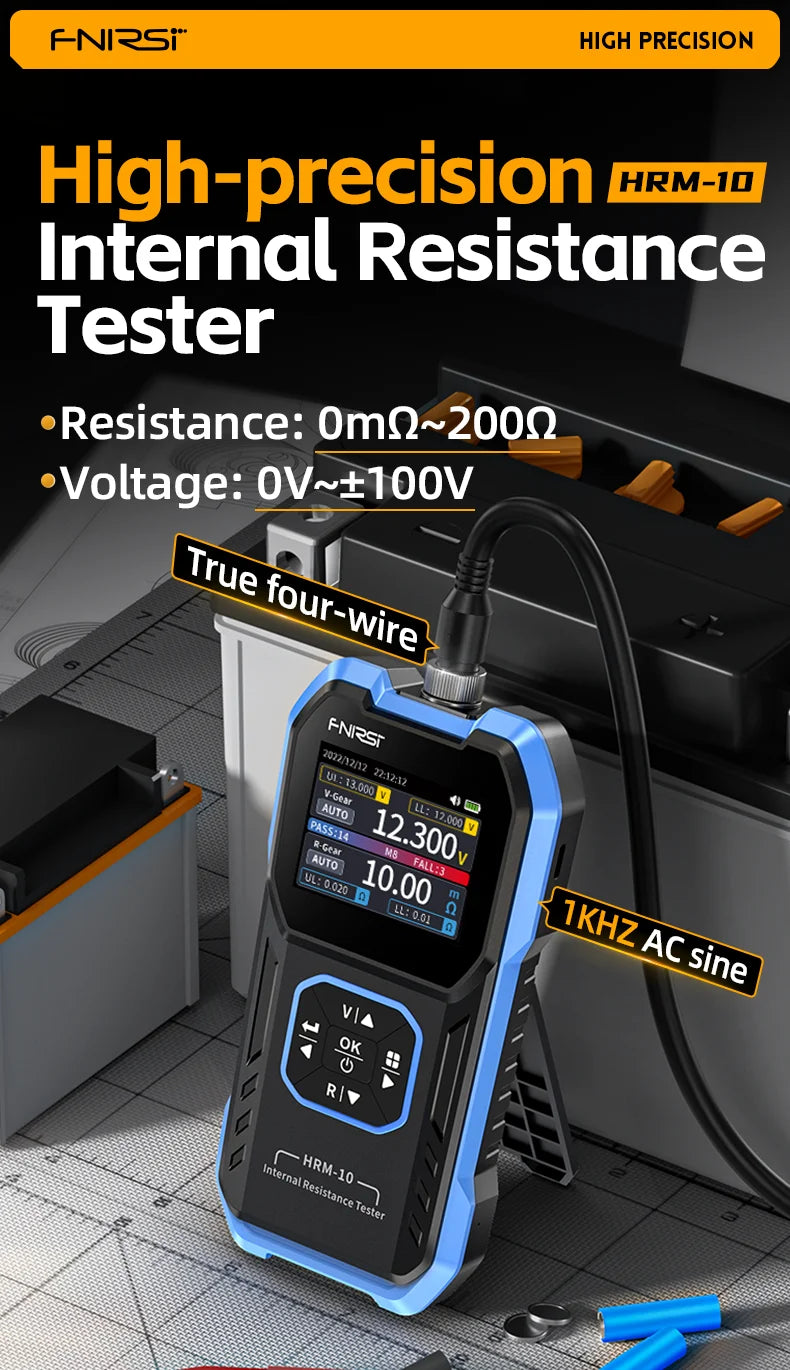 FNIRSI HRM-10 Battery Voltage Internal Resistance Tester 18650 High-precision AC Acid Lithium Lead Car Battery Capacitor Tester