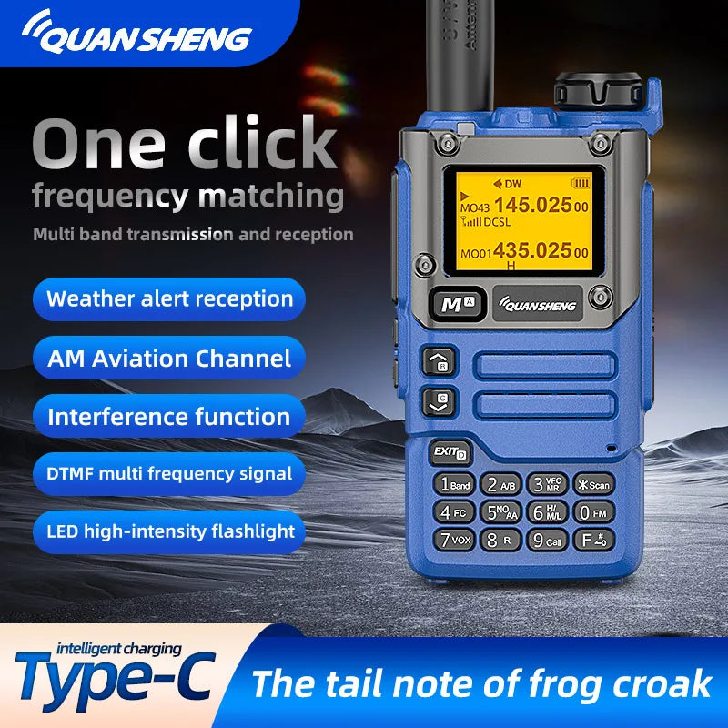 Quansheng UV-K6 Walkie Talkie 5W Air Band Radio Tyep C Charge UHF VHF DTMF FM Scrambler NOAA Wireless Frequency Two Way CB Radio