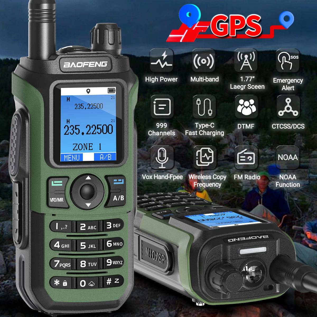 Baofeng UV-21 GPS Walkie Talkie Portable Long Range Mutli-Band Wireless Copy Frequency Type-C Charger Radio Upgrade UV17 PRO