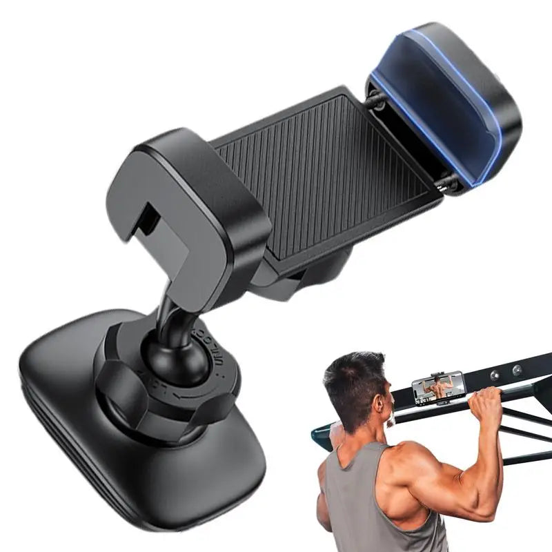 Gym Magnetic Phone Holder 360 Adjustable Stand For Cell Phone Compatible With 4-7" Smartphones Alloy Base And Joint