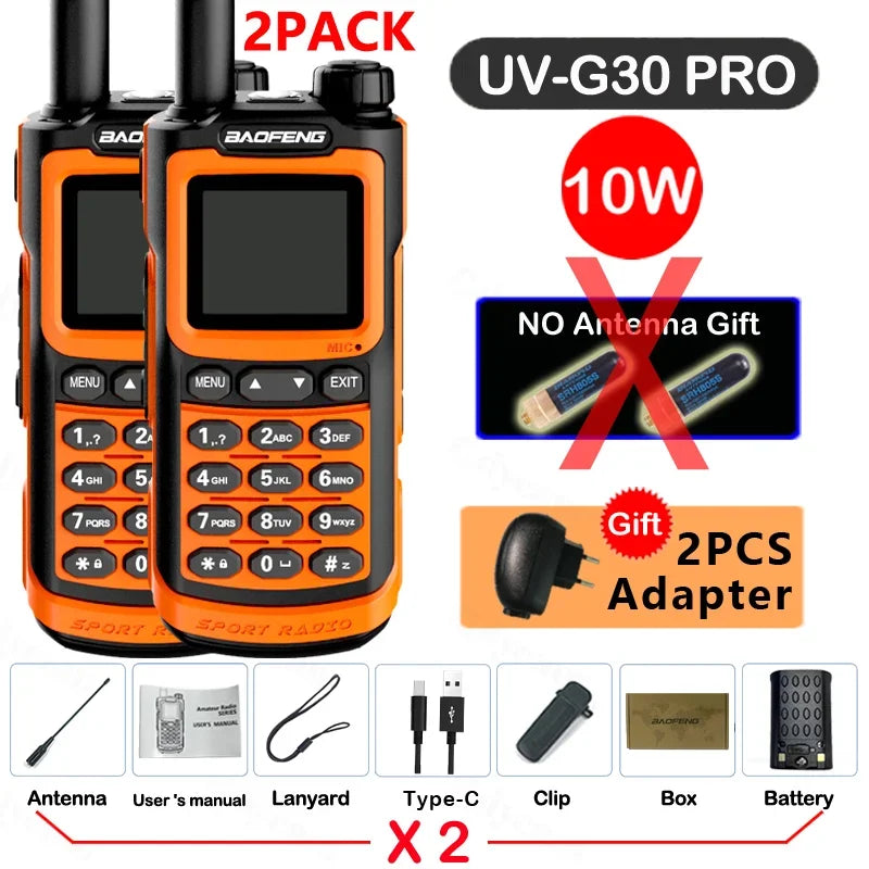 2PCS Baofeng UV G30 PRO Walkie Talkie UHF VHF 50KM Two Way Radio Hunting Upgraded Of UV9R 5R Pro UV10R UV16 Plus Max Distance