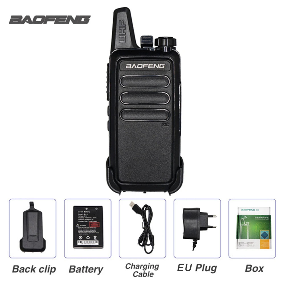 Baofeng Mini Walkie-Talkie Uhf Band Outdoor Portable Two Way Radio Handheld Walkie Talkie USB Charging For Hunting Walking