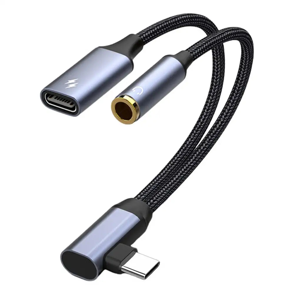 OTG 2 IN 1 USB C Splitter to Dual Type USB C Headphone Jack Audio Adapter PD Fast Charger for Samsung HuaweiiPhoneXiaomi