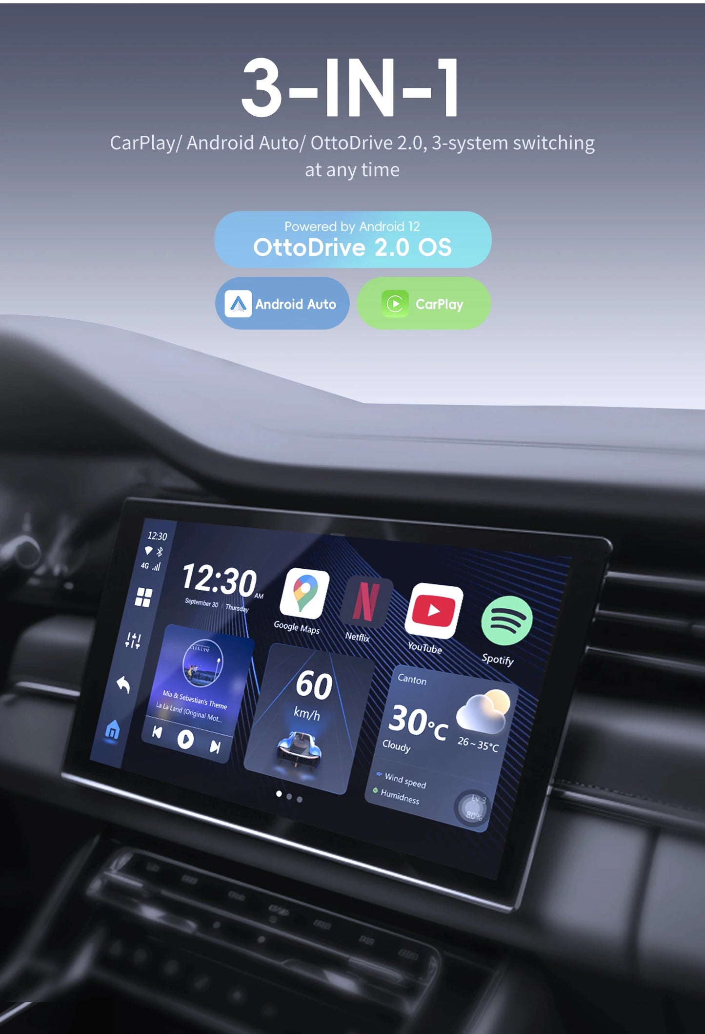 OTTOCAST OttoAiBox P3 Lite 4+64G Wireless Android AI Box CarPlay for VW Chervolet Skoda for Youtuber for Tik Tok Car Accessories