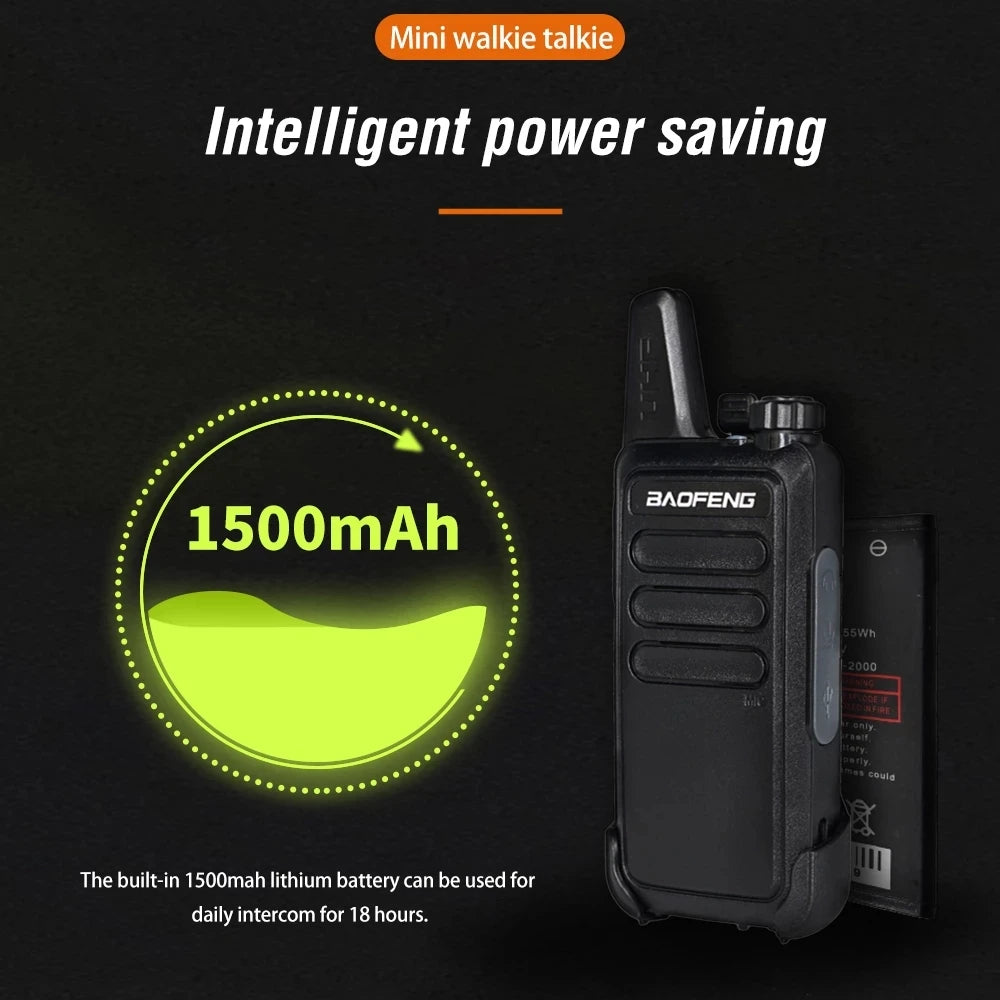 Baofeng Mini Walkie-Talkie Uhf Band Outdoor Portable Two Way Radio Handheld Walkie Talkie USB Charging For Hunting Walking