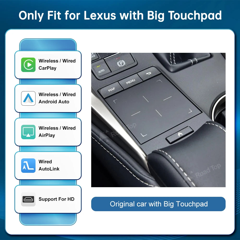 Wireless CarPlay Android Auto for Lexus NX RX IS ES GS RC CT LS LX LC UX 2014-2019 with Mirror Link AirPlay Car Play Functions