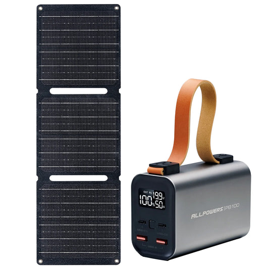 ALLPOWERS PB100 Laptop Power Bank with SP001 12V21W Portable Solar Charger 24000mAh 4-Port Portable Powerbank for Phone Laptop