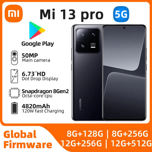 Xiaomi 13 Pro 5G Global version Snapdragon 8 Gen 2 MIUI 14 4820mAh Battery 120Hz OLED Screen 120W HyperCharge 50MP used phone