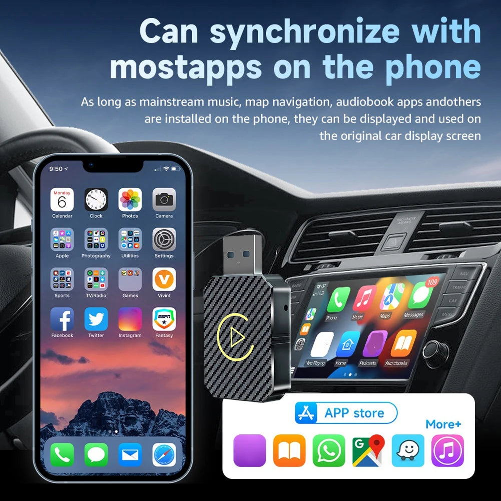 Wireless Carplay Android Auto Adapter 2 In 1 Mini Smart Dongle Plug and Play AI Box for OEM Wired CarPlay/Andriod Auto Cars