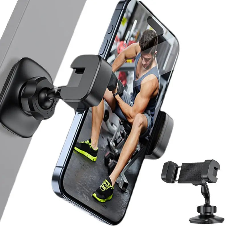 Gym Magnetic Phone Holder 360 Adjustable Stand For Cell Phone Compatible With 4-7" Smartphones Alloy Base And Joint