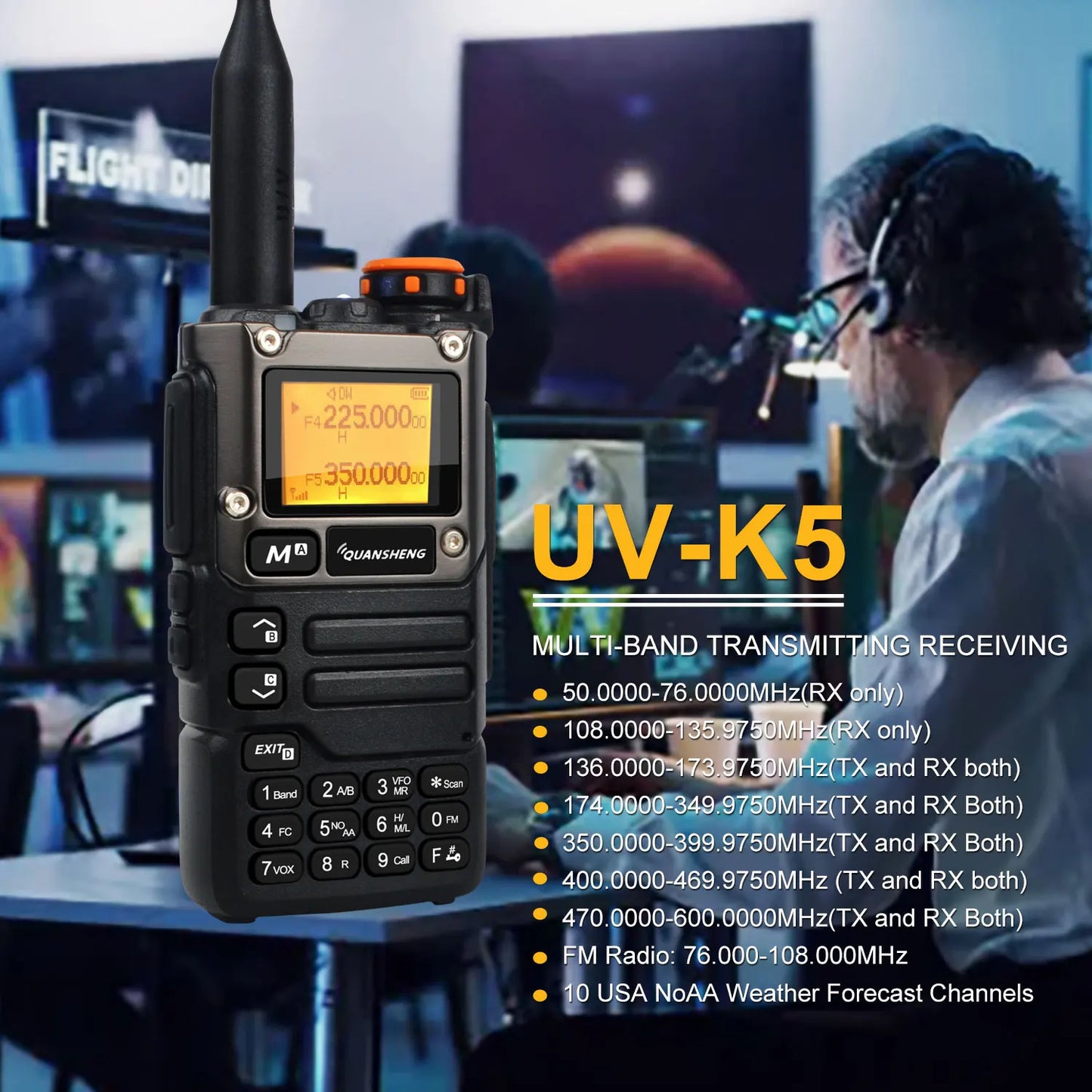 Walkie Talkie Quansheng UV-K5(8) 50-600MHz Air Band Rx Multi-Band 136-600MHz Tx DTMF Scrambler Frequency Scan Copy Vox FM Radio