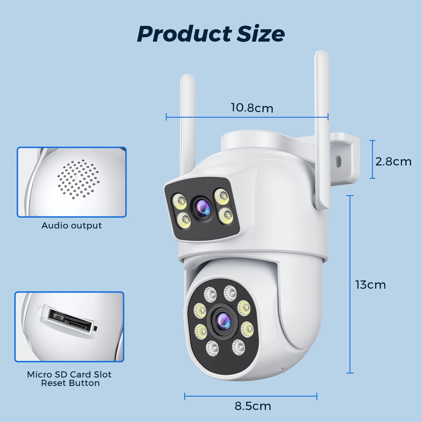 10MP 5K PTZ WiFi IP Camera Security Protection Dual Lens Screen Color Night Vision Auto Track CCTV Surveillance Camera O-KAM Pro