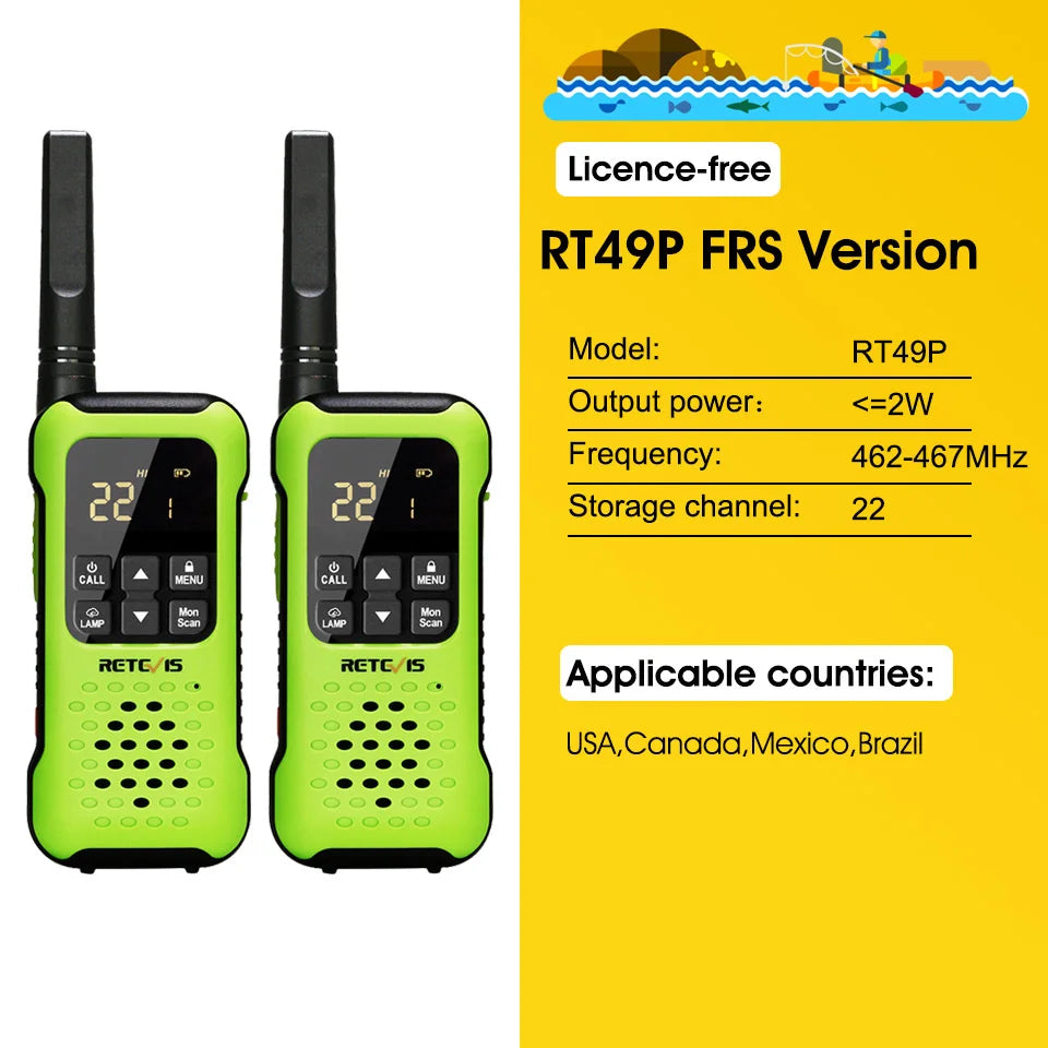 Retevis Walkie Talkie Waterproof IP67 Floating Two-way Radio 2 pcs Included PMR 446 Rechargeable AA Battery Fishing Kayak RT649P