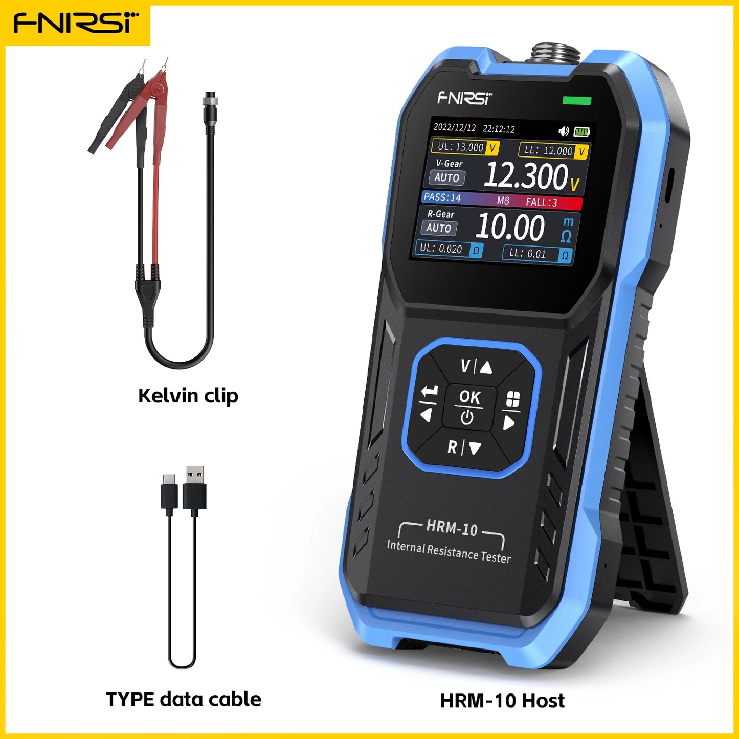 FNIRSI HRM-10 Battery Voltage Internal Resistance Tester 18650 High-precision AC Acid Lithium Lead Car Battery Capacitor Tester