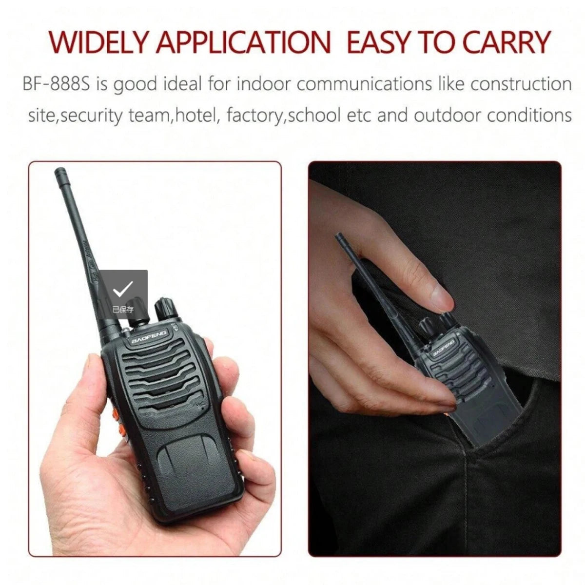 2PCS Stuks Baofeng 888S Walkie Talkie BF-888S 5W Ham Tweeweg Radio Set UHF 400-470Mhz 16ch Walkie-Talkie Transceiver USB charge