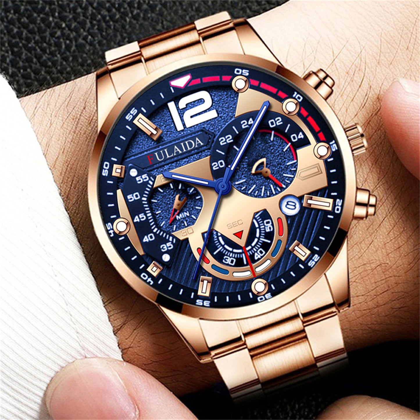 Luxury Business Quartz Watch For Men Simple Luminous Date Quartz Watches Male Fashion Stainless Steel Rose Gold Business Watches