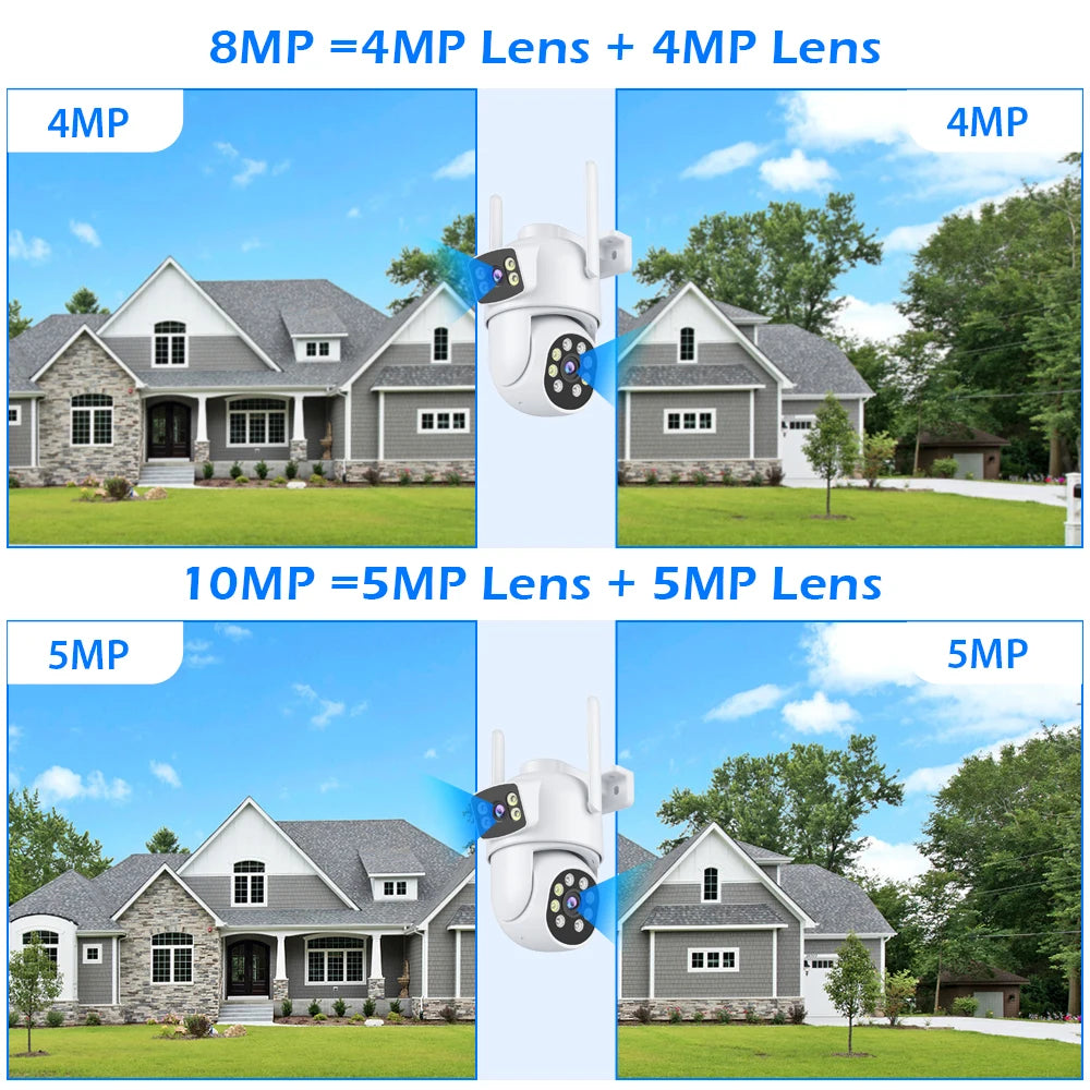 10MP 5K PTZ WiFi IP Camera Security Protection Dual Lens Screen Color Night Vision Auto Track CCTV Surveillance Camera O-KAM Pro