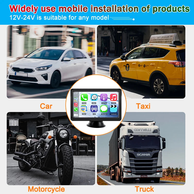 Universal Wireless Apple CarPlay Android Auto 7 inch Car Mp5 Radio Player Video Player Portable Touch Screen For BMW VW KIA