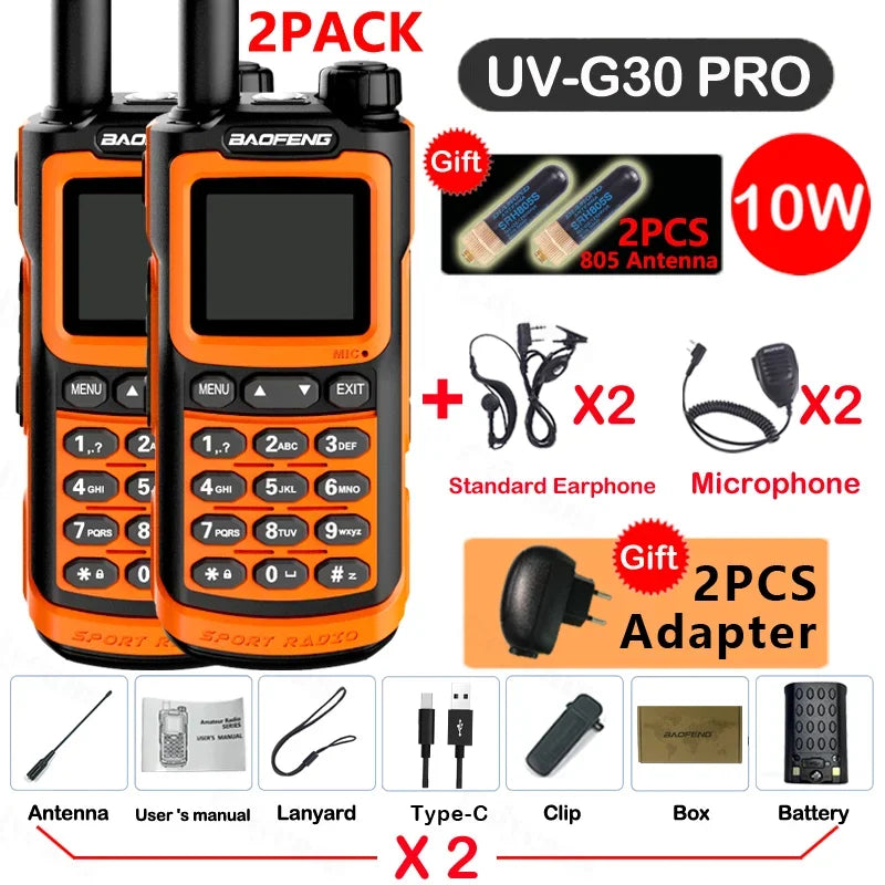 2PCS Baofeng UV G30 PRO Walkie Talkie UHF VHF 50KM Two Way Radio Hunting Upgraded Of UV9R 5R Pro UV10R UV16 Plus Max Distance